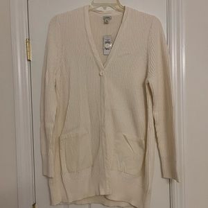 NWT L.L. Bean cream Boyfriend cardigan